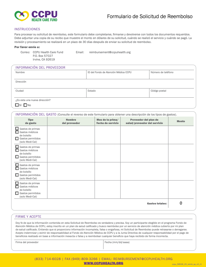 Reimbursement Spanish